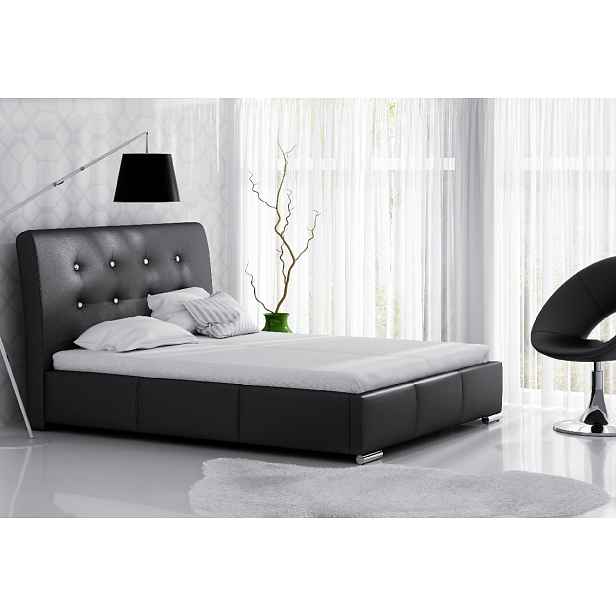 Elegantní jednolůžko Donna s úložným prostorem černá eko kůže 120 x 200