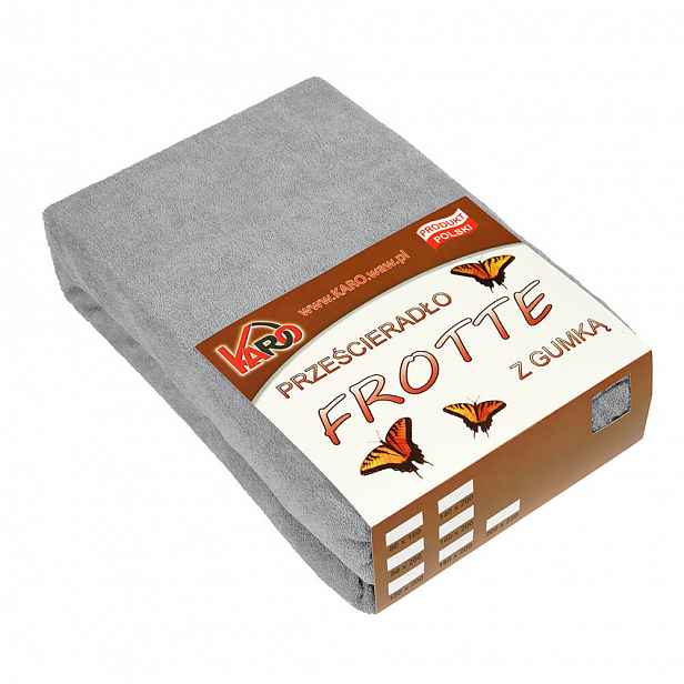 Froté prostěradlo s gumou 200x220 šedé Karo