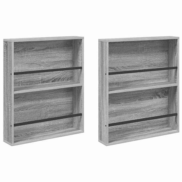 vidaXL Regál na časopisy s policí 2 ks Šedý Sonoma 60 x 12 x 70 cm