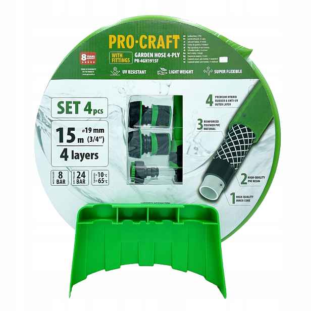 Zelená zahradní hadicí Procraft PR-4GH1915F 3/4" 15 m