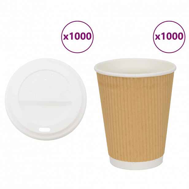 vidaXL Papírové kelímky na kávu s víčky 1000 pcs 16oz 400ml