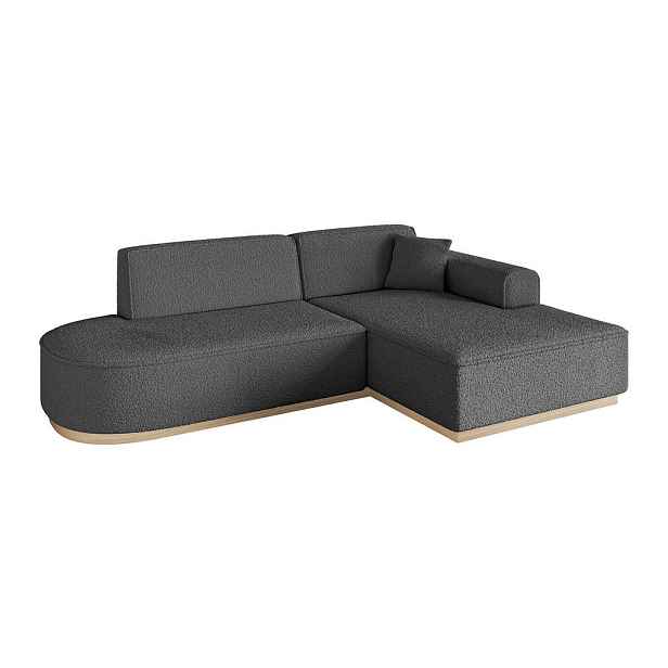 ALTDECOR ROHOVÁ SEDAČKA s otomanem, pravá IREA-L1 232x165x80 Šedá Buklé