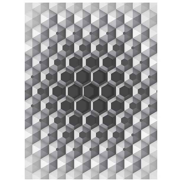 Fototapeta Šedé šestiúhelníky 3D geometrie efekt monochromie 206x275 lepidlo