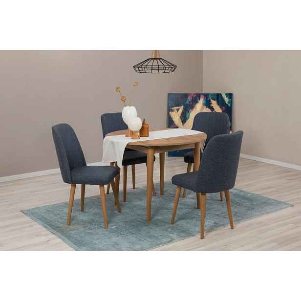 Jídelní set s rozkládacím stolem a židlemi (5 kusů) Vina 1048 - Atlantic Pine, Navy Blue