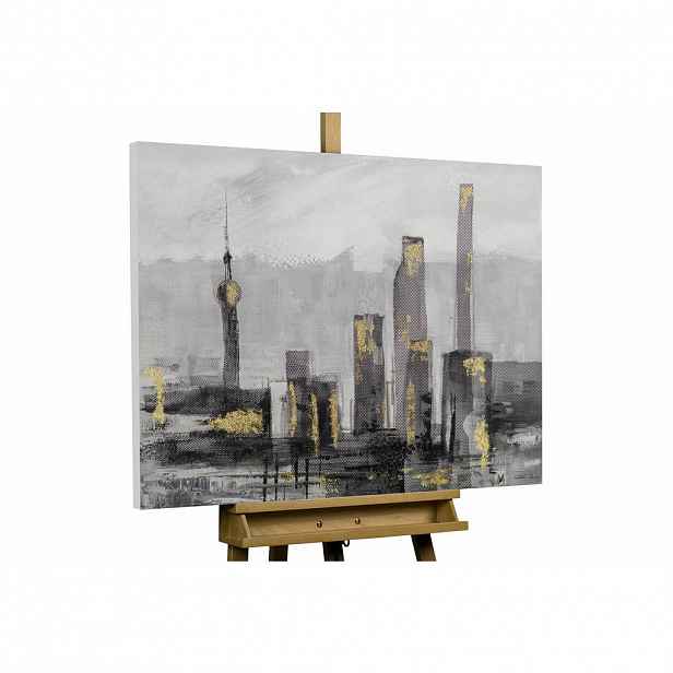 KUNSTLOFT RUČNĚ MALOVANÝ AKRYLOVÝ OBRAZ ČERNÝ/ŠEDÝ, 100/70 CM