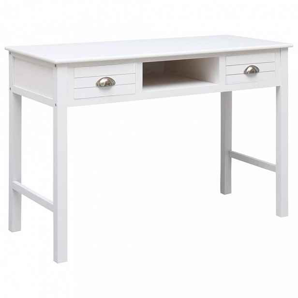 Psací stůl se 2 zásuvkami masivní dřevo Bílá / stříbrná