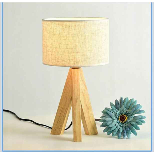 Stolní lampa vintage světlé dřevo