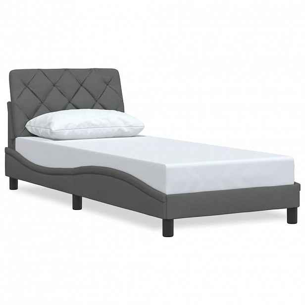 vidaXL Rám postele bez matrace tmavě šedá 90 x 190 cm textil