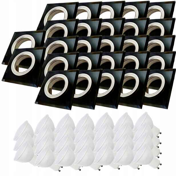 27x Černá Skleněná Stropní Lampa Čtverec Objímka Očko Led Žárovky 5W