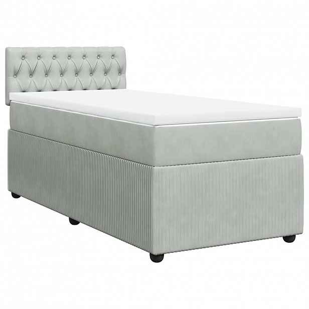 vidaXL Box spring postel s matrací světle šedá 80 x 200 cm samet
