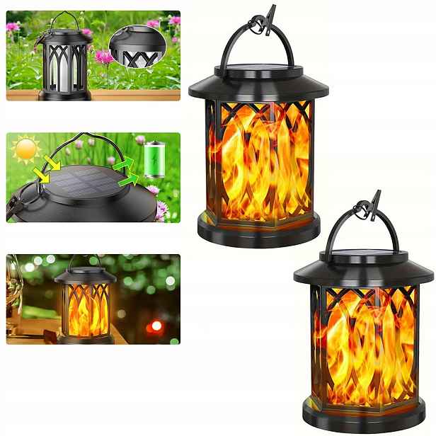 Dvě Led solární lampy, vhodné pro venkovní závěsné lampy