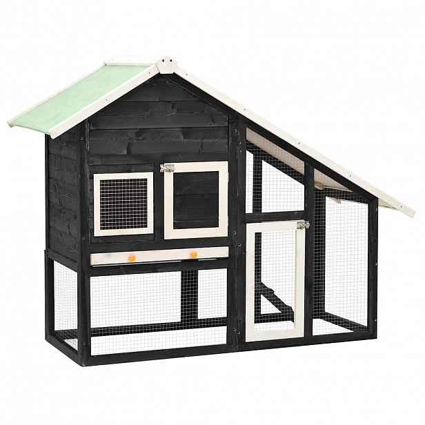vidaXL Králíkárna šedá a bílá 140 x 63 x 120 cm masivní jedlové dřevo