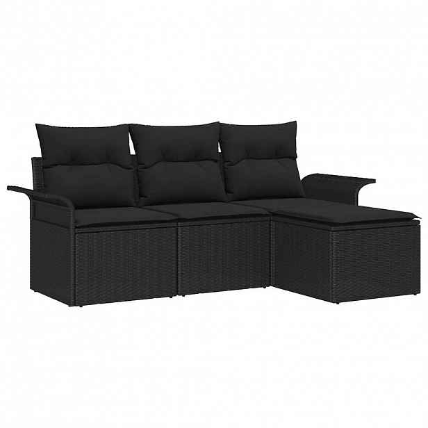 vidaXL Set pohovek 4 ks 4-Počet míst Černá polyratan