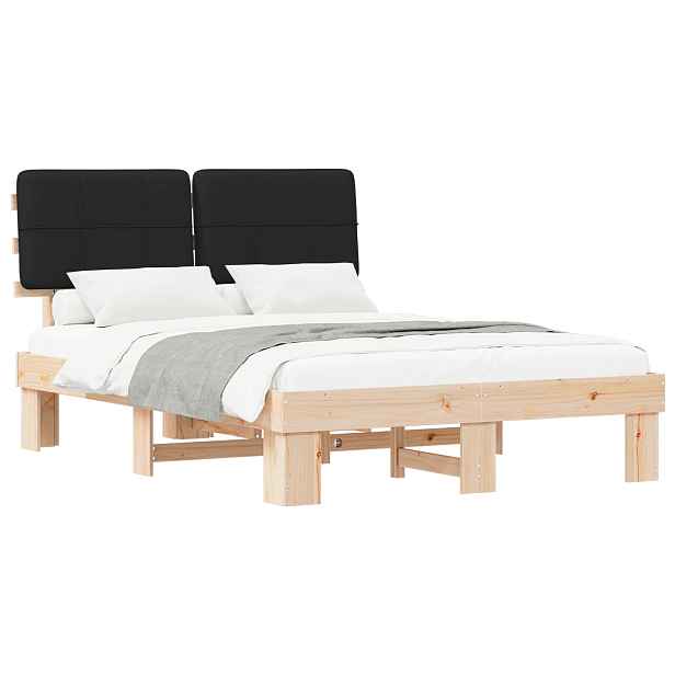 vidaXL Rám postele s čalouněným čelem s čelo Černá 140 x 190 cm