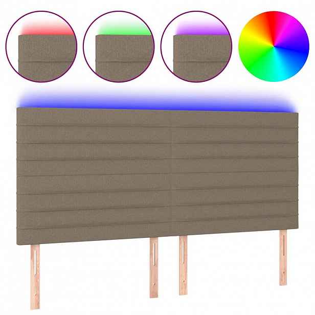 vidaXL Čelo postele s LED taupe 160x5x118/128 cm textil