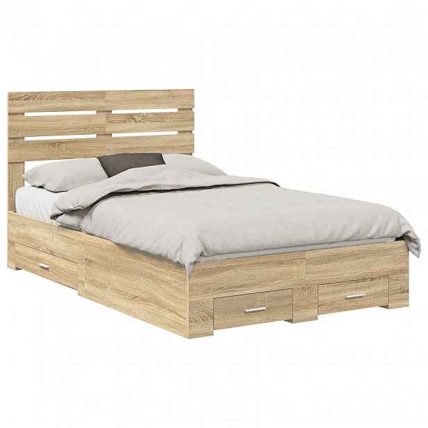 vidaXL Rám postele s čelo Sonoma dub 135 x 190 cm Kompozitní dřevo
