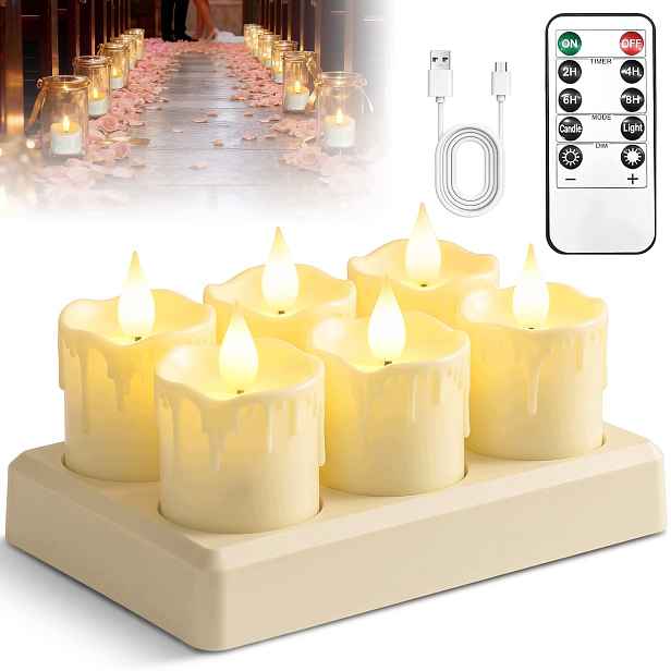 6 X Svíčka Led Lampička Do Svíčky Plamen Čajová Svíčka S Dálkovým Ovládáním