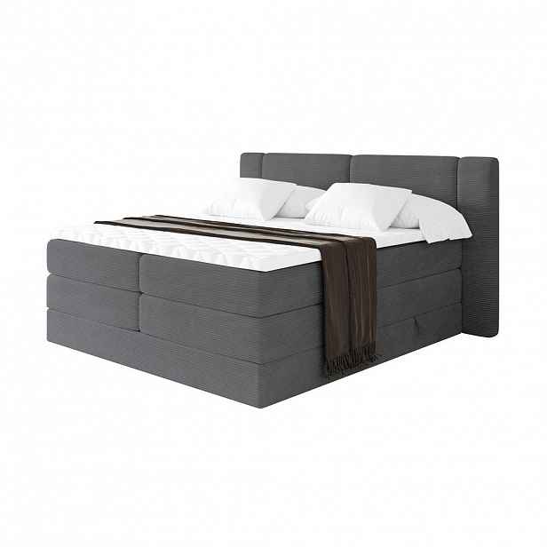 ALTDECOR POSTEL boxspring s matracemi H3/H4 - EVON KING - 180x200 cm Tmavě šedá