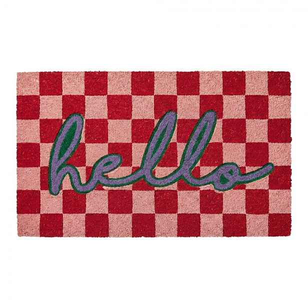 Barevná kokosová rohožka s nápisem Hello - 75*45*1 cm Clayre & Eef