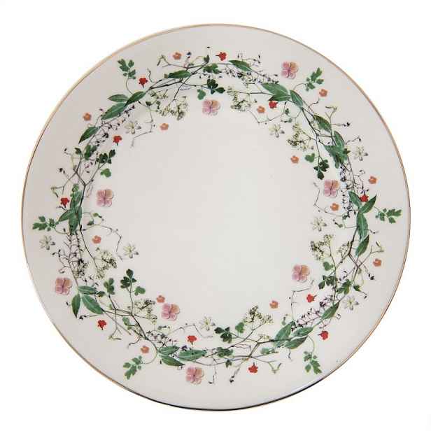 Porcelánový dezertní talířek s květy Flower fields - Ø 21*2 cm Clayre & Eef