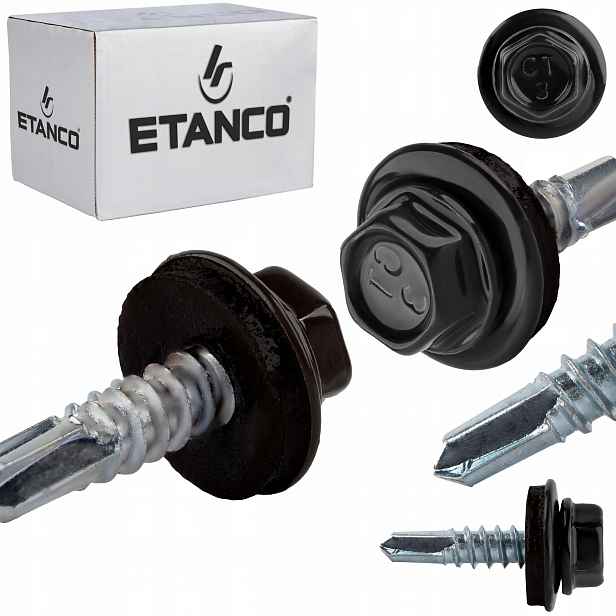 Samovrtné šrouby do kovu 3 mm 4,8 x 19 mm Ral 9005 250 ks Etanco GT3 Z14