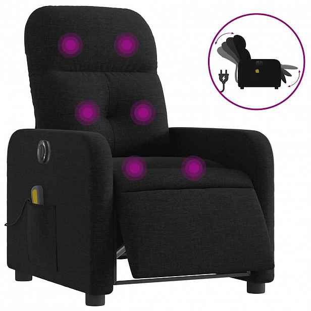 vidaXL Elektrické masážní polohovací křeslo černé textil