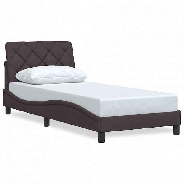 vidaXL Rám postele bez matrace tmavě hnědá 90 x 190 cm textil