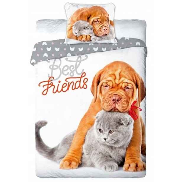Bavlněné povlečení pes a kočka Best friends