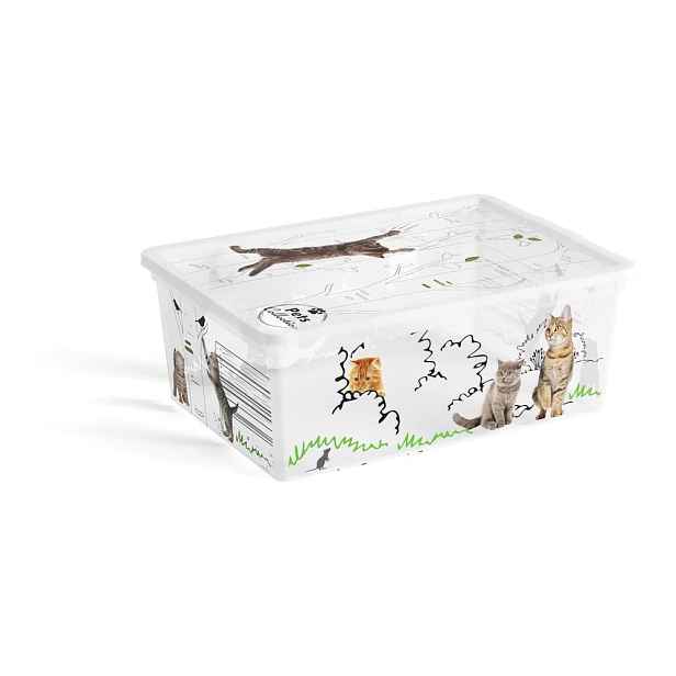 Bílý plastový úložný box s víkem 37x26x15 cm C Box Style – KIS