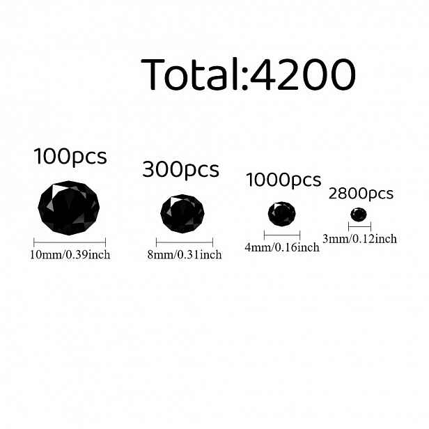 TEMU 4200 ks černých falešných diamantů, vhodné pro plnění váz, svatby, rozlučky se svobodou, domácí dekorace, falešné šperky, výplň do váz pro
