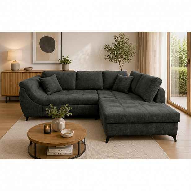 P & B ROHOVÁ SEDAČKA, textil, šedá