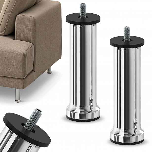 Bastlunda Chromované nábytkové nohy, nábytkové nohy se závitem 13 cm – Set 2