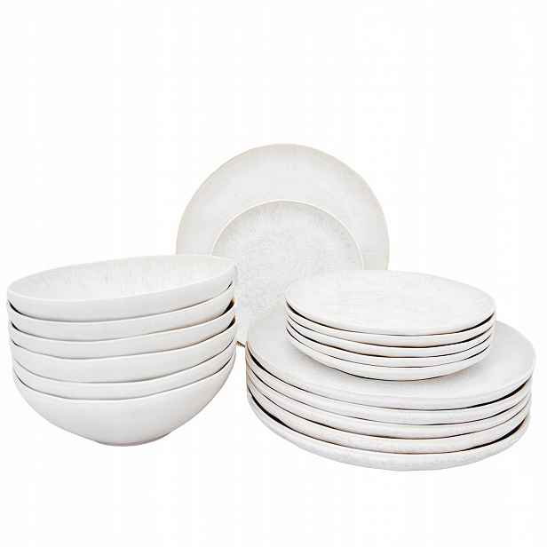 Jídelní Servis Pro 6 Osob Set Talířů Misek 18 ks Bílý Moderní