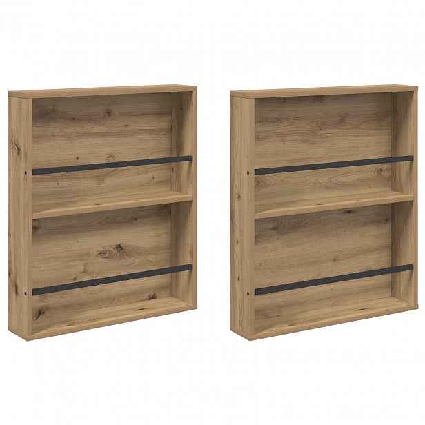 vidaXL Regál na časopisy s policí 2 ks Artisanový dub 60 x 12 x 70 cm