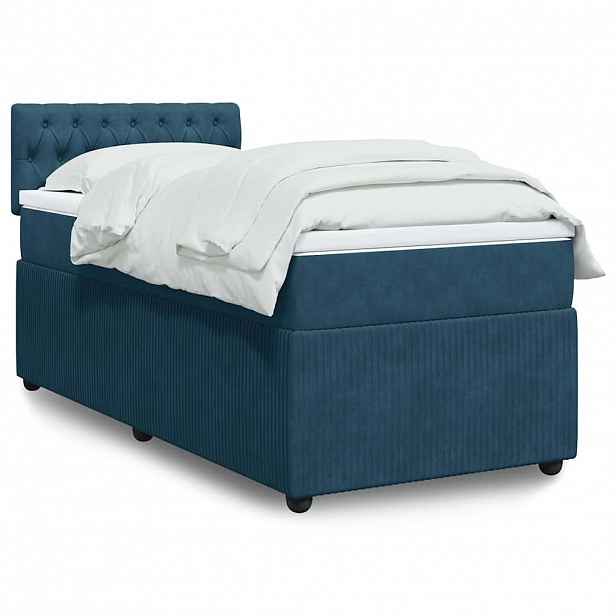 vidaXL Box spring postel s matrací modrá 80 x 200 cm samet