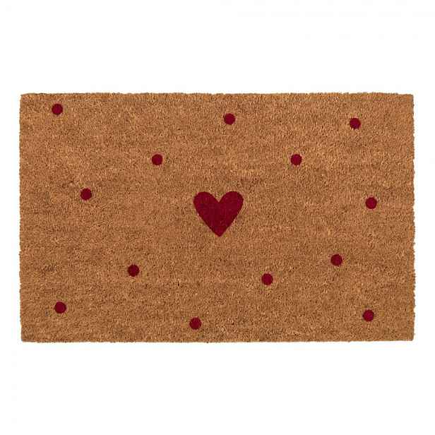 Hnědá kokosová rohožka se srdíčky Heart - 75*45*1 cm Clayre & Eef