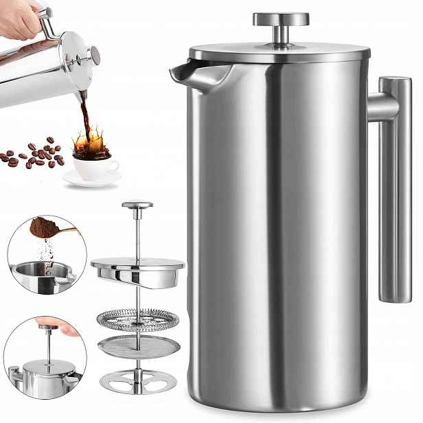 Kávovar Na Přípravu Kávy A Čaje 800 ML French Press Pístový Spařovač