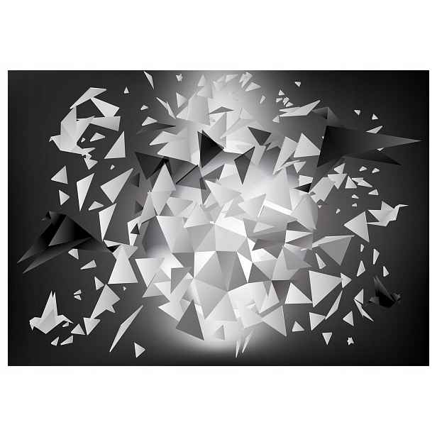 Vliesová fototapeta Geometrické 3D trojúhelníky šedo-černé 416x254 lepidlo