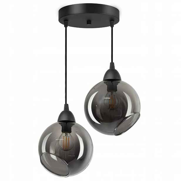 Závěsná stropní lampa 2 skleněné koule Grafit Led