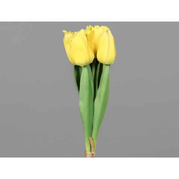 Umělá květina Svazek tulipánů 30 cm, žlutá