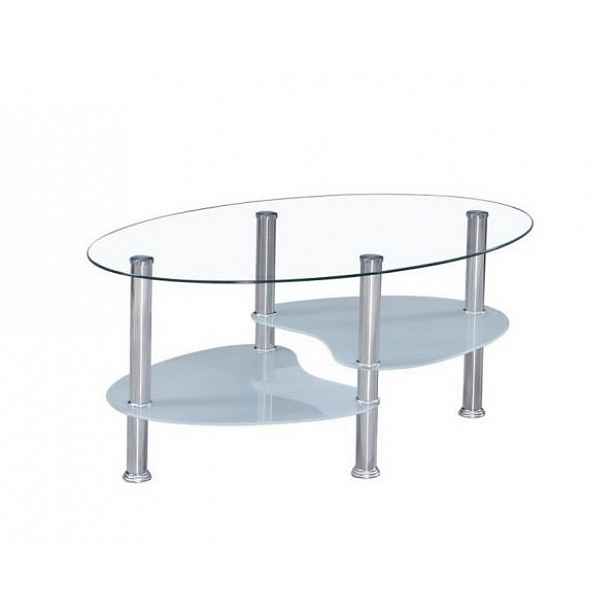 Konferenční stolek, ocel/čiré sklo/mléčné sklá, WAVE NEW