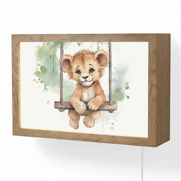 OnlyWow NÁSTĚNNÁ LAMPA Lev - Zvíře - Děti - Džungle 30x20 cm