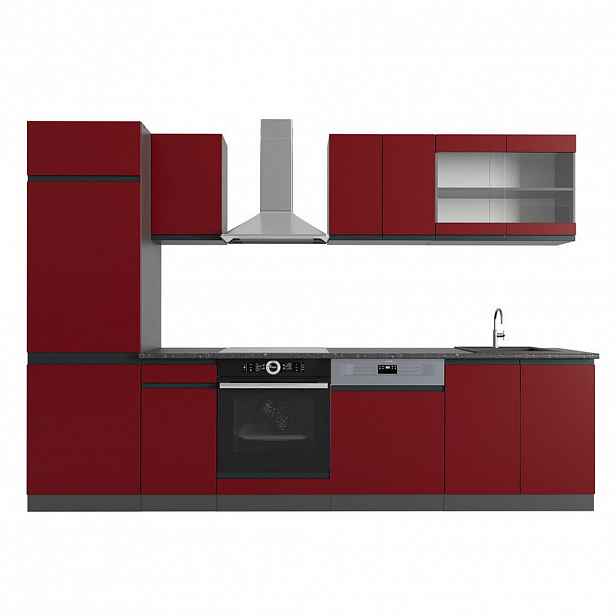 Vicco KUCHYŇSKÝ KOUT R-Line Červená/antracitová 300 cm Tvar J