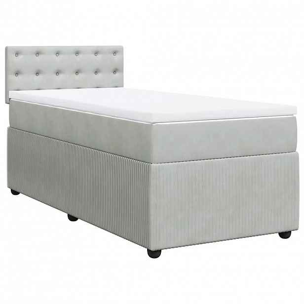 vidaXL Box spring postel s matrací světle šedá 80 x 200 cm samet