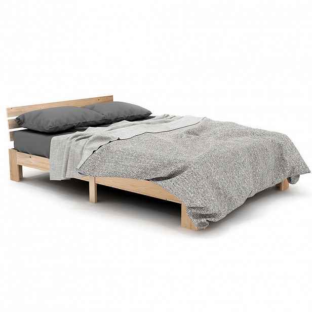 CHICFURN POSTEL 140/200 cm v přírodní barvě s roštem z masivního dřeva