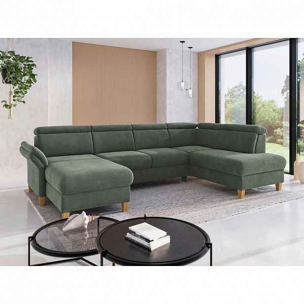 Sit & More SEDACÍ SOUPRAVA, textil, tmavě zelená