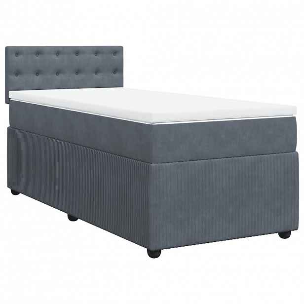 vidaXL Box spring postel s matrací tmavě šedá 80 x 200 cm samet