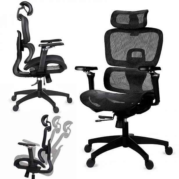 Ergonomická kancelářská židle s plným nastavením područek a opěrky hlavy Giosedio