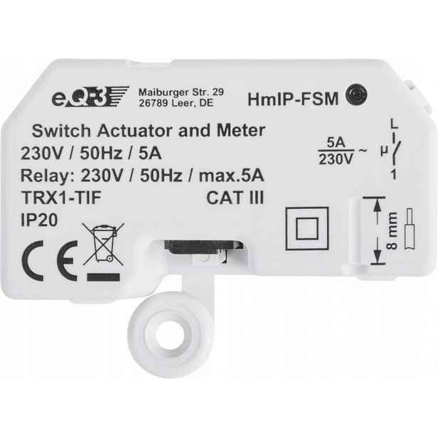 Homematic Ip Spínací akční člen s měřením 5A, skrytá montáž HmIP-FSM