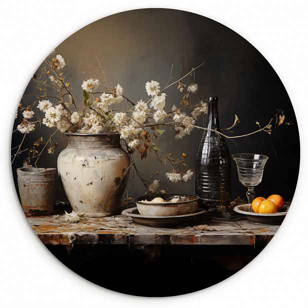 MuchoWow NÁSTĚNNÝ OBRAZ Zátiší - Květiny - Kytice - Váza - Víno 30x30 cm